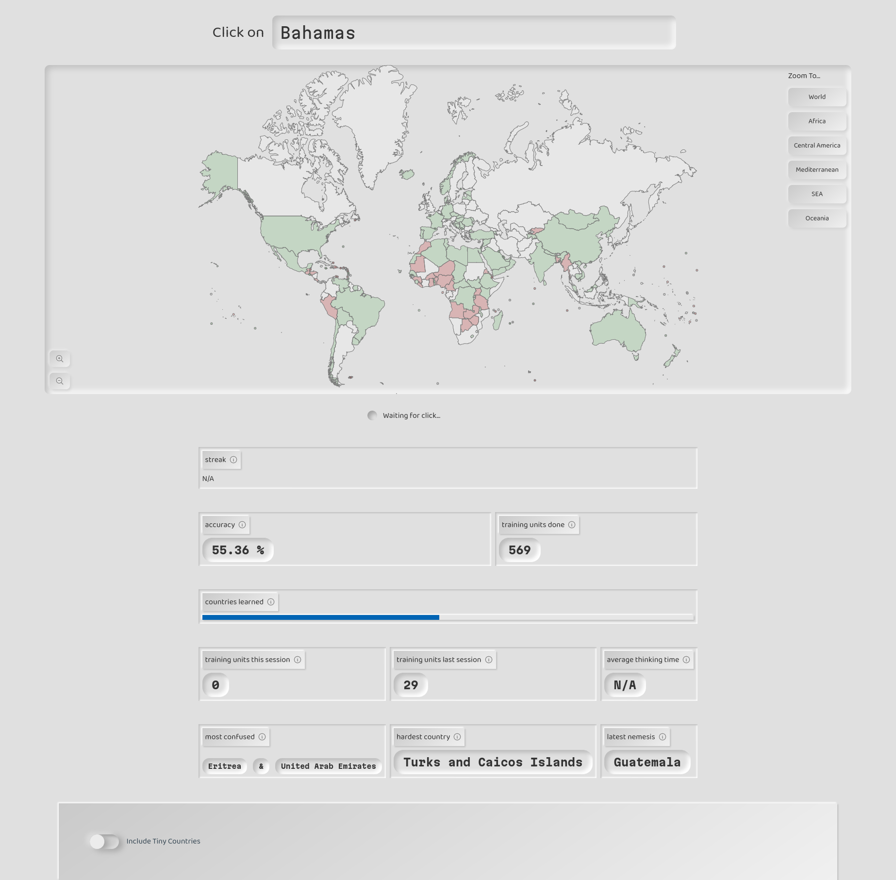 Screenshot of my World Map Web Game