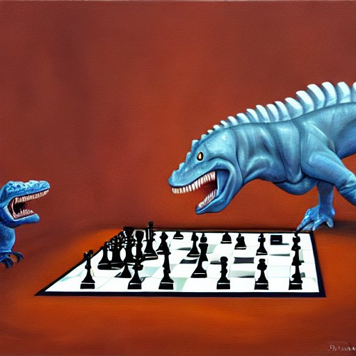 Dinosaurs playing chess