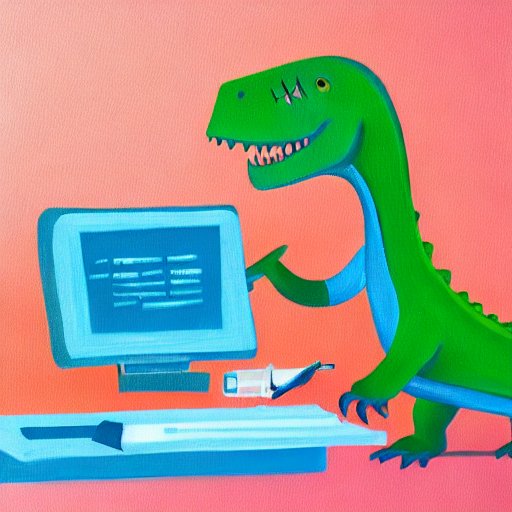Dinosaur working on a computer