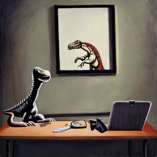 Dinosaur in an old office